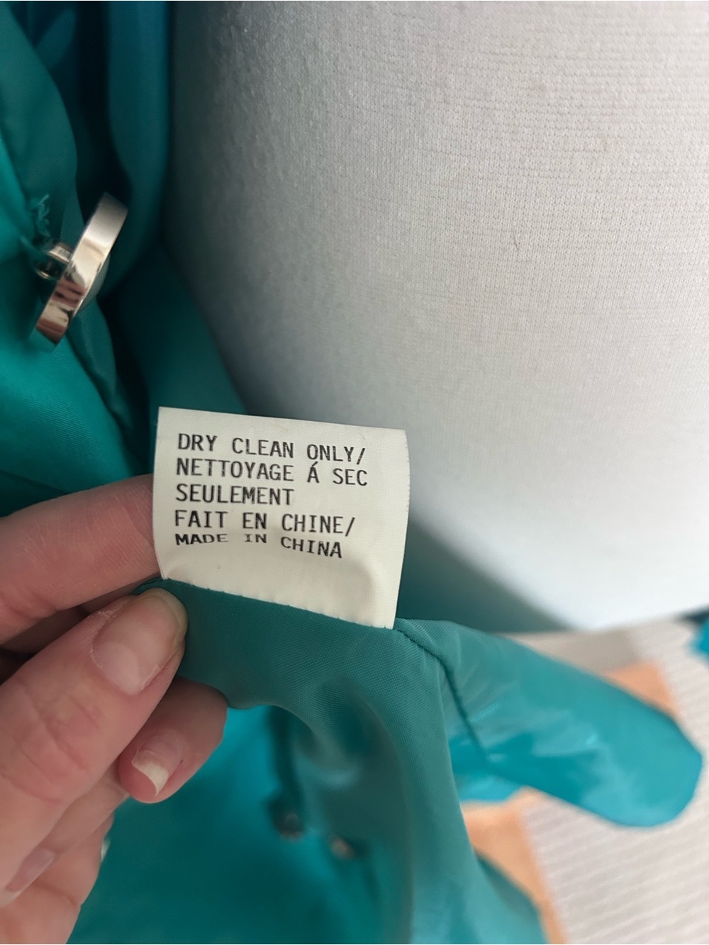 BMI par Balimel Vintage Trench Coat 80s Double Breasted Turquoise Belted - Picture 10 of 12
